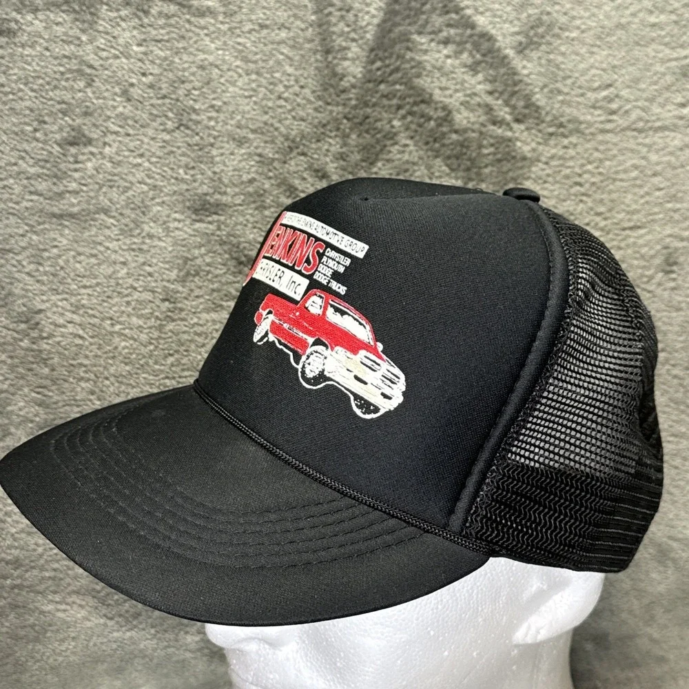 Vintage Trucker Mesh Hat Jenkins Chrysler Black Capital‎ Caps Snap Back